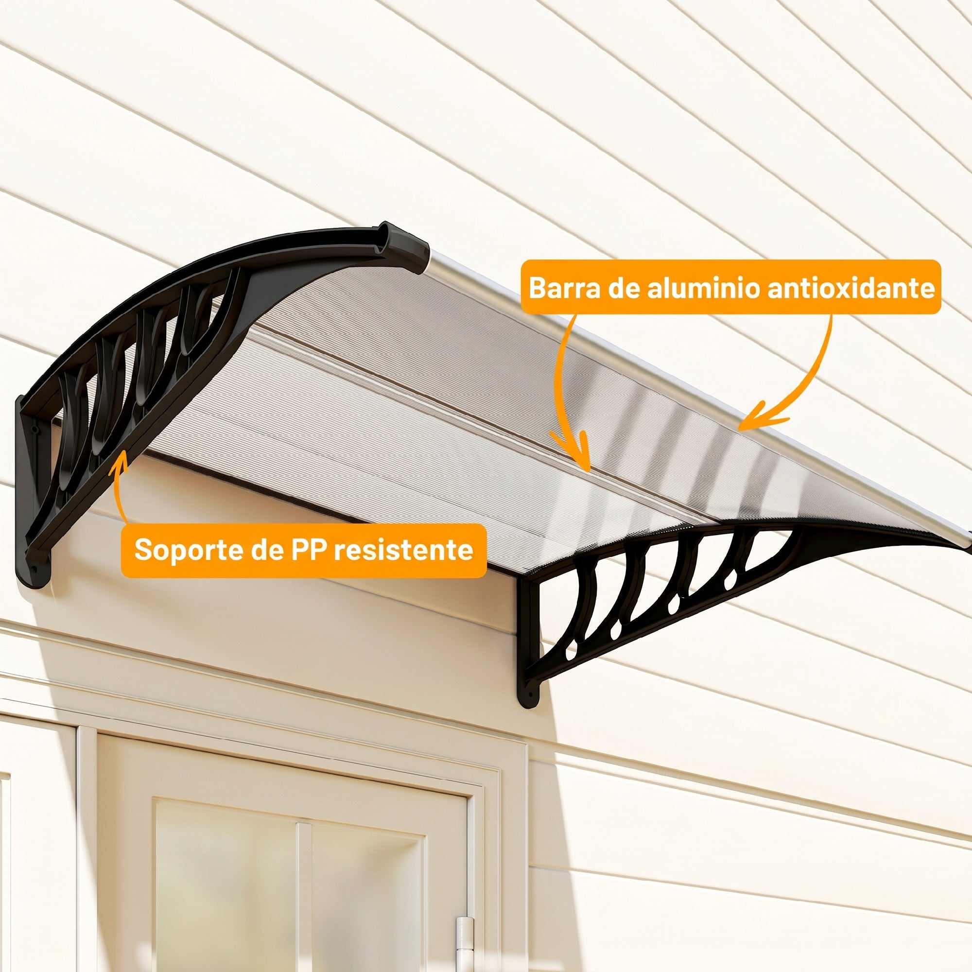 Marquise Exterior Outsunny Policarbonato, Alumínio Transparente 103x96,5x27 cm - 8