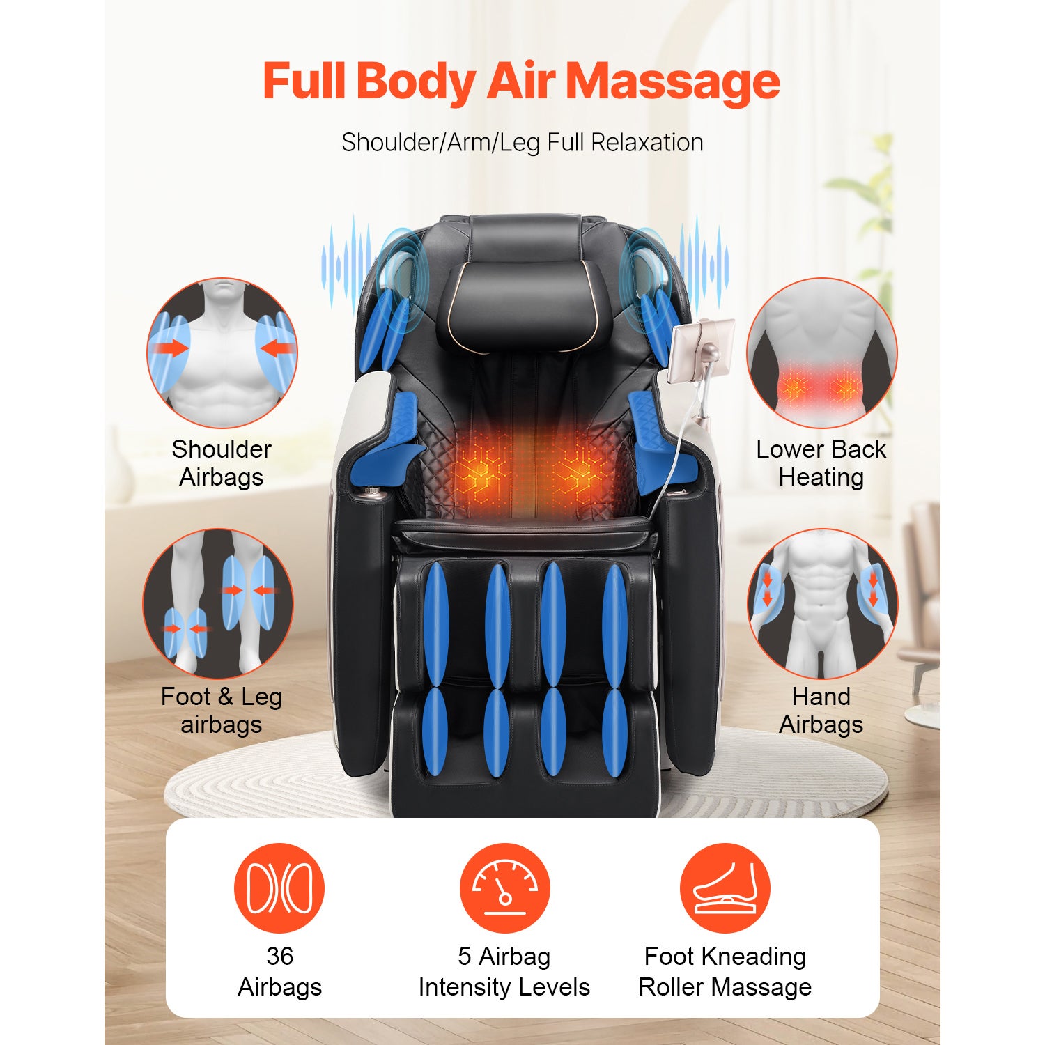 Fauteuil de massage SucceBuy avec rail SL, fauteuil inclinable de relaxation 3D, zero gravite, 18 programmes automatiques, fonction chauffante - 3