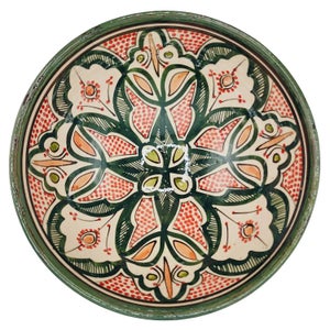 Ciotola In Ceramica Dipinta A Mano Di Safi Marocco - Terracotta Etnica Con Gancio