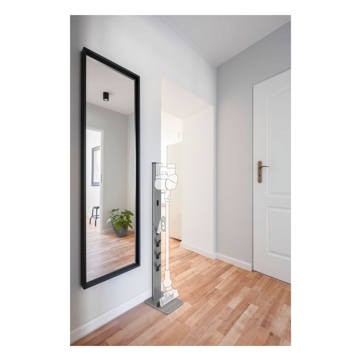 Support de rangement XAVAX Mural fixation universelle aspirateur balai argent - 9