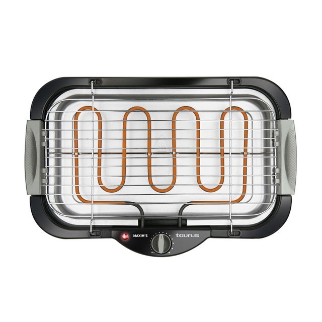 Taurus - Barbecue Elettrico Maxim's | 2400W | Superficie 41x24 cm | Termostato Regolabile | Vaschetta d'Acqua Anti-Fumo | Uso Interno ed Esterno | Dis