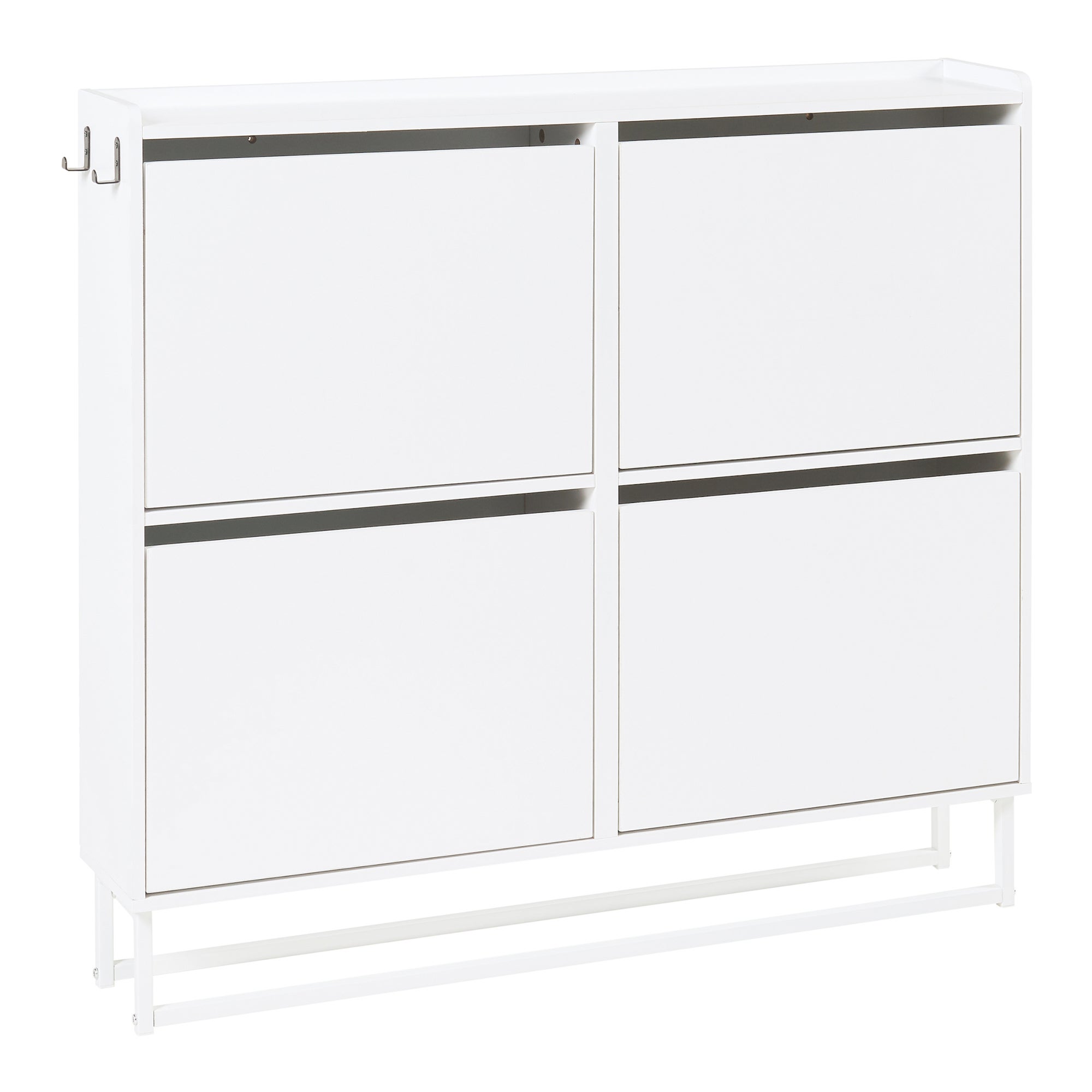 Scarpiera Ylitornio a 4 Contenitori Ribaltabili con Piedini a Cornice - Bianco [en.casa] - 3