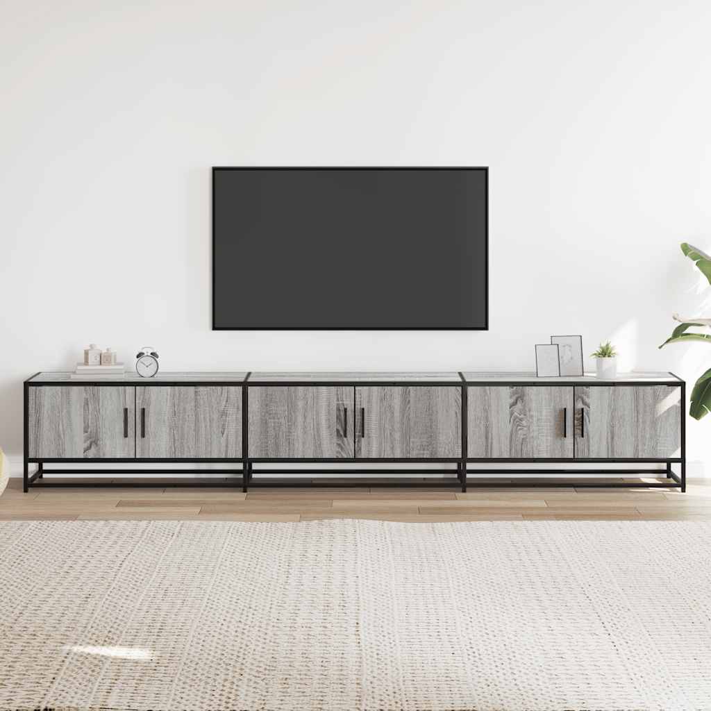 vidaXL Meuble TV sonoma gris 240x35x41 cm bois d'ingénierie - 4
