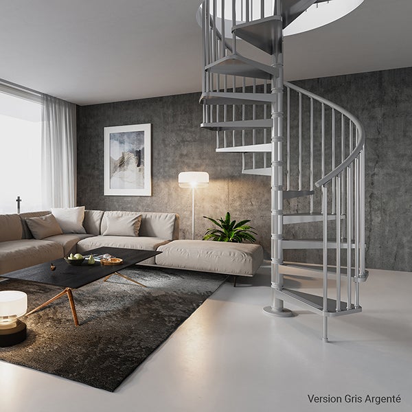 Escalier colimaçon métal 16 marches - Hauteur à franchir 3.36 à 3.68m - Diamètre 140cm - Gris - GAMIA140/GG-16 - 4