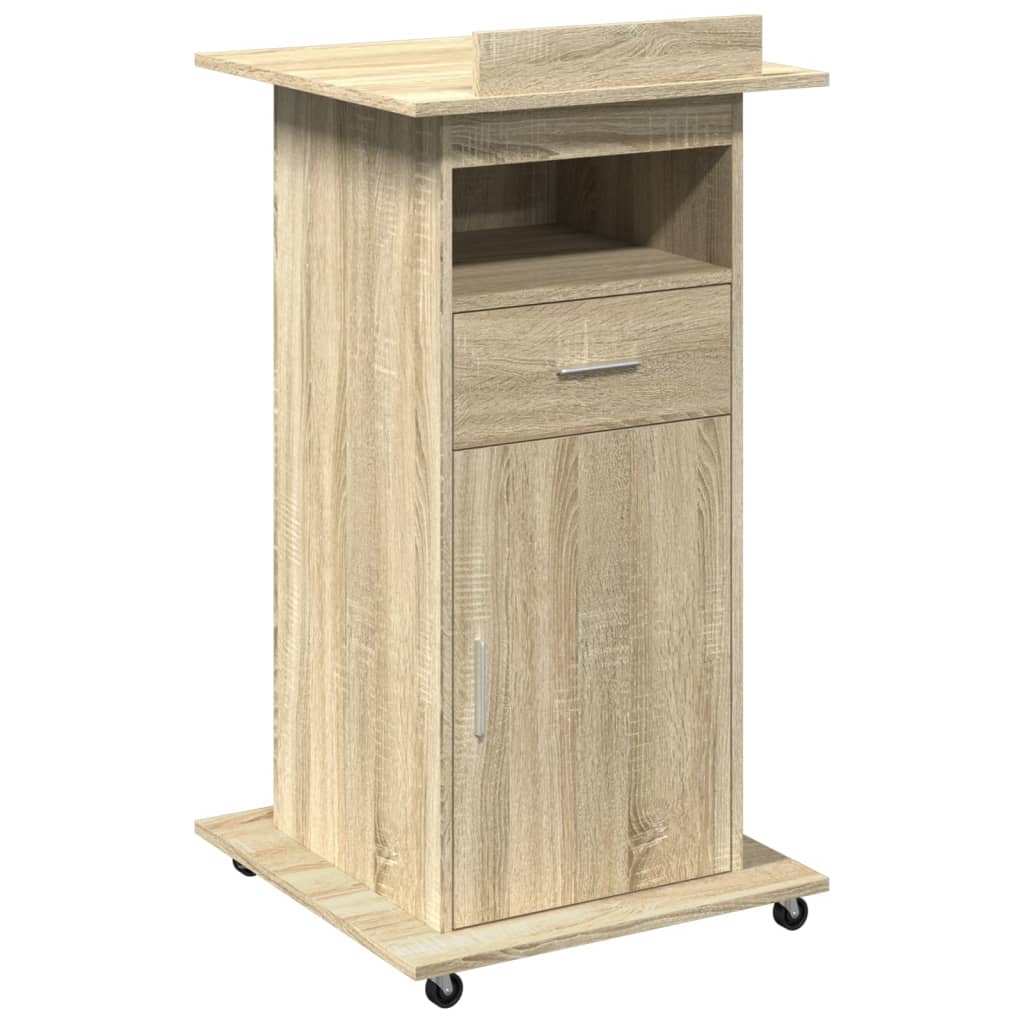 Pupitre Mobile En Bois Avec Roulettes Et Tiroir - 3 Étages, Plateau 60x40 Cm, Pour Salle De Classe Ou Bureau