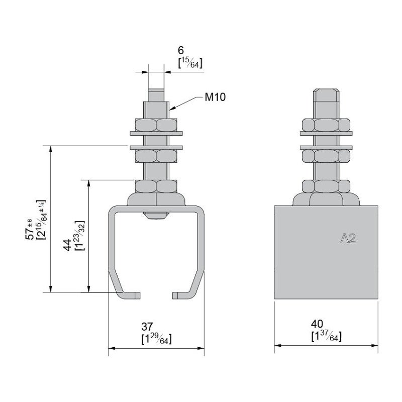 Support enveloppant en INOX 304L pour rails SU2052 et SU2053 - 60 kg - 2