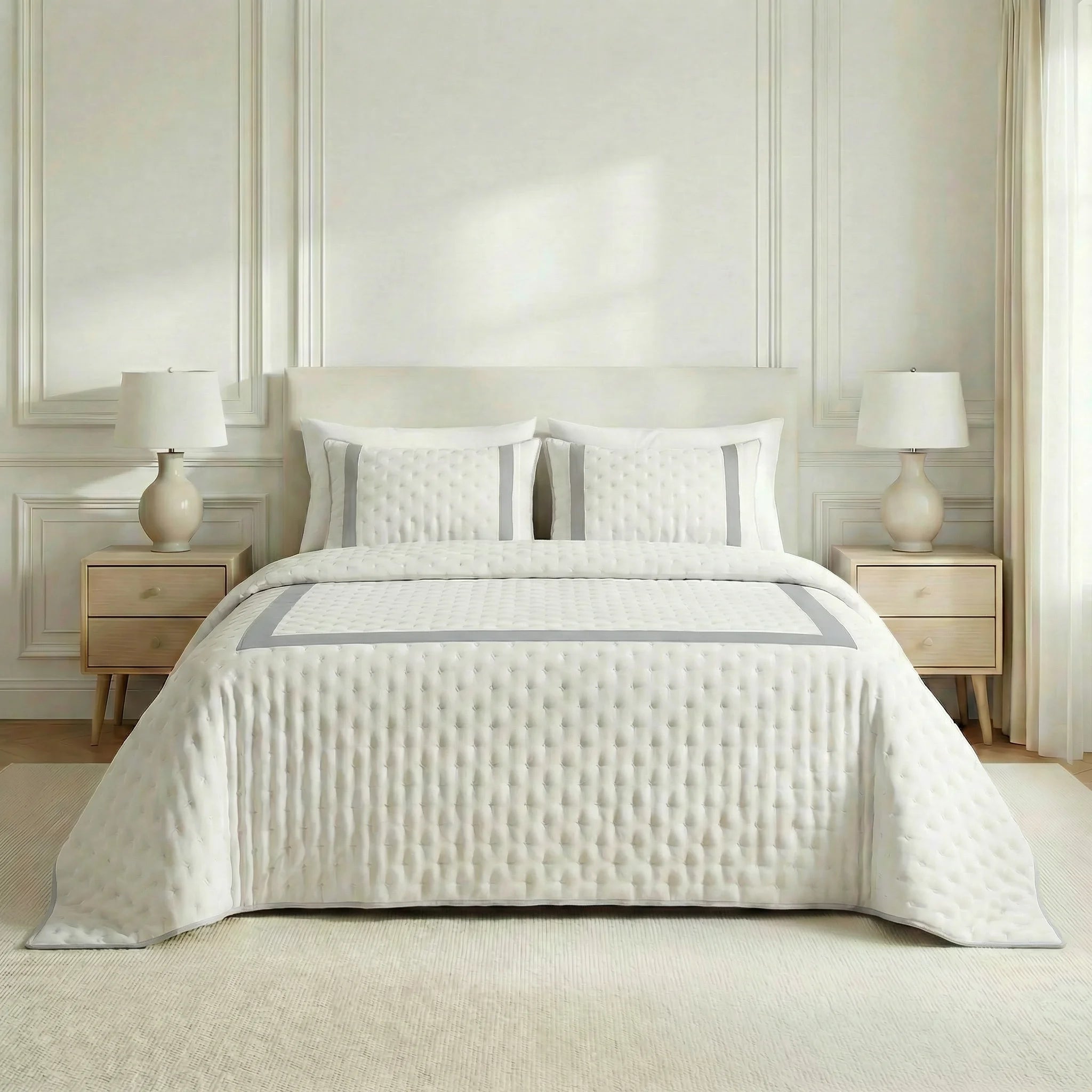 Couvre-lit boutis imprimé au toucher doux Portixol Plateado - 300x270 cm - 2