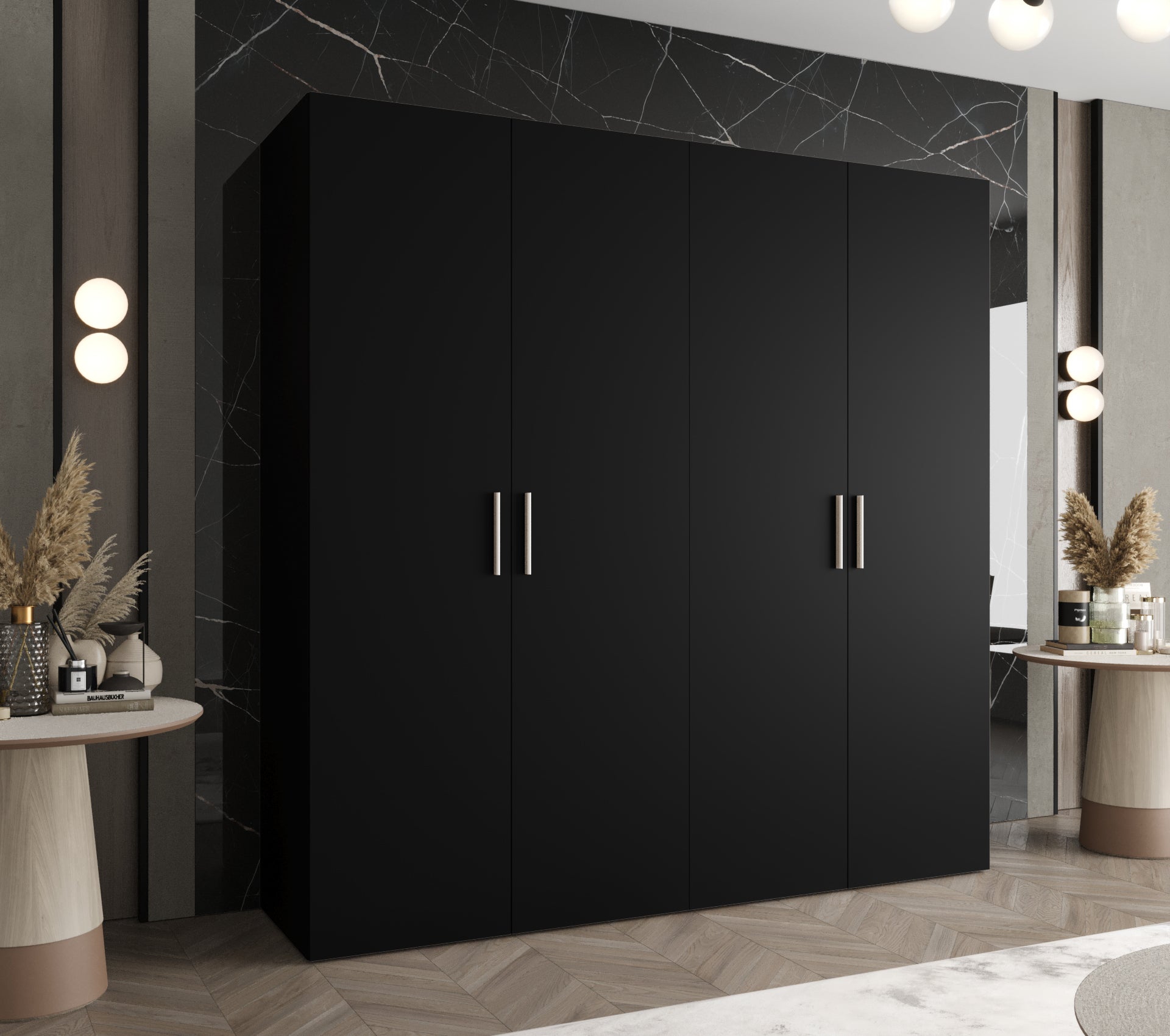 Szafa uchylna otwierana Bari 1 200 x 52 x 202 cm czarny + u. srebrny Abiks Meble - 2