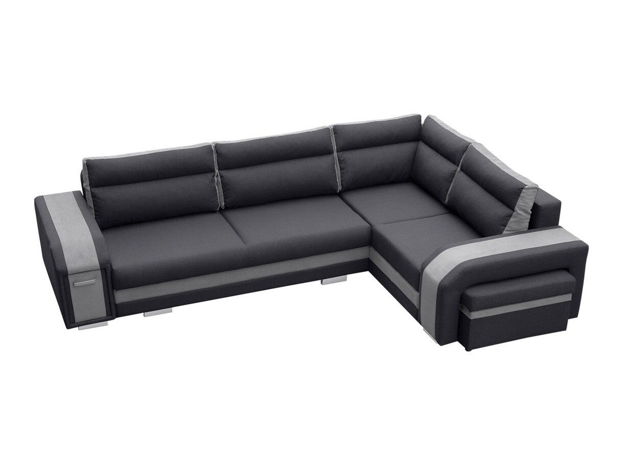 Sofá rinconero kingsport 100, gris, función de descanso, caja de ropa de cama, 300x200x90cm