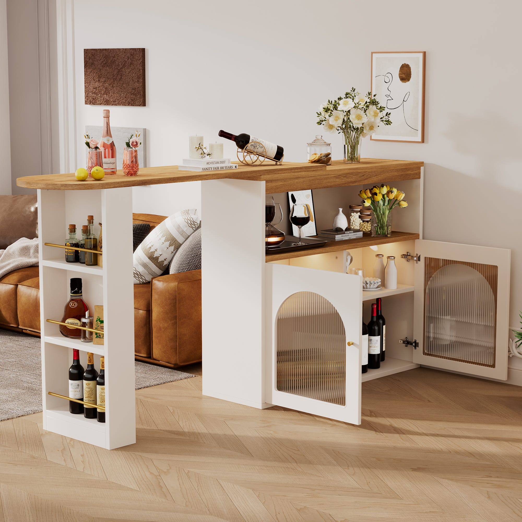 Table de bar pivotant et escamotable avec LED - grand espace de ...