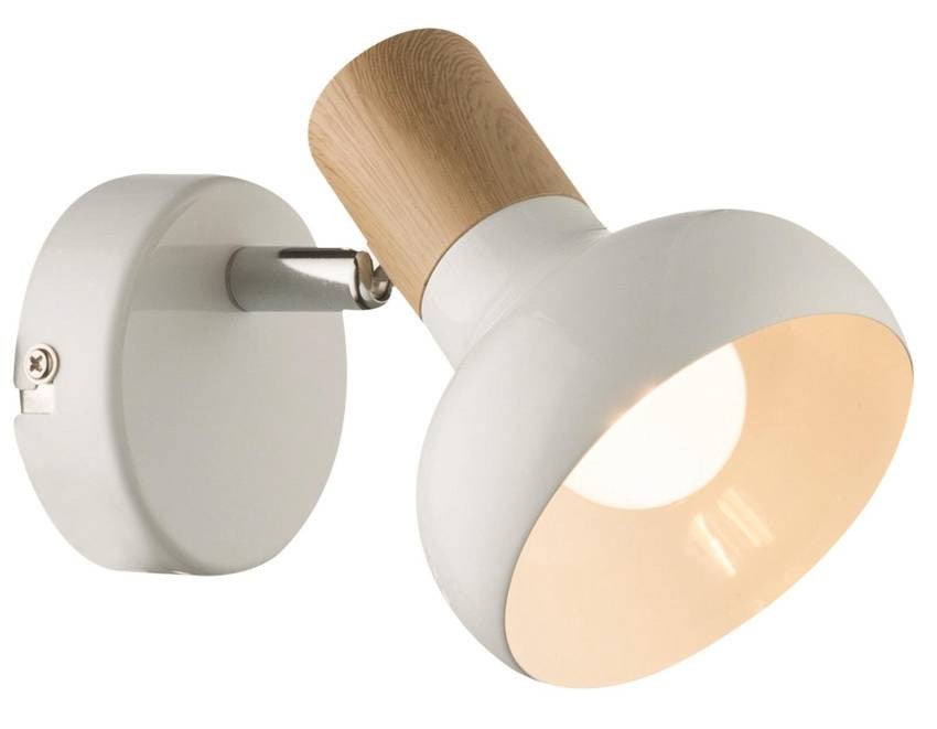 Kinkiet ścienny Puerto biały jasne drewno 1xE14x40W wym: 14 x 10 x 16 cm metal IP20 Candellux