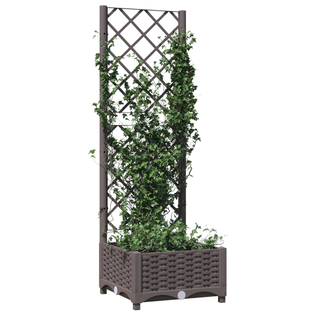 Maison Exclusive - Vaso/floreira jardim c/ treliça 40x40x121,5 cm PP castanho - 3