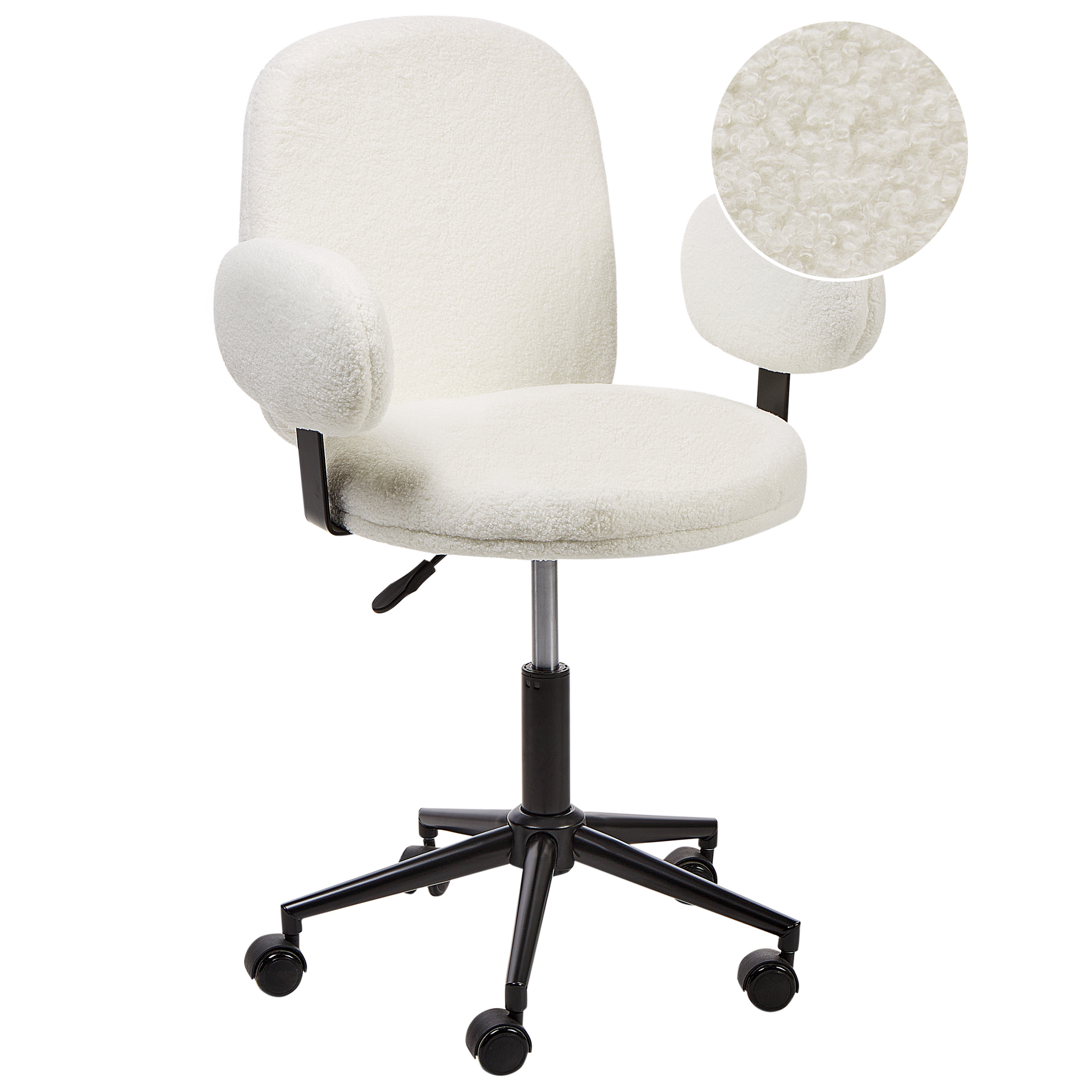 Beliani Silla De Escritorio Moraga Bouclé Blanco/Crema , Leroy Merlin