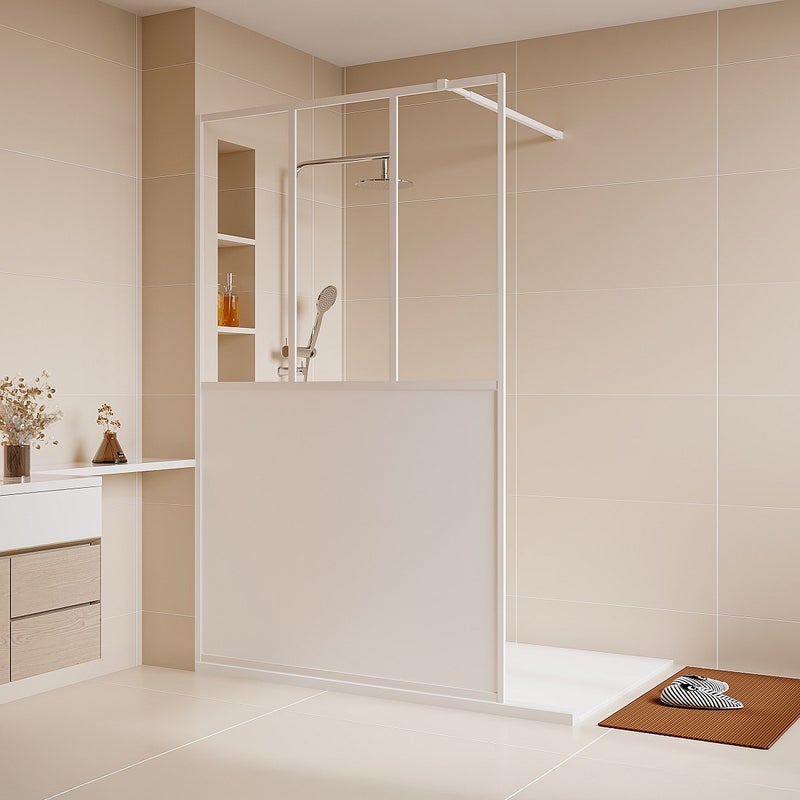 Ścianka prysznicowa do kabiny walk-in w stylu industrialnym - Biały mat - 120 x 200 cm - URBANIK