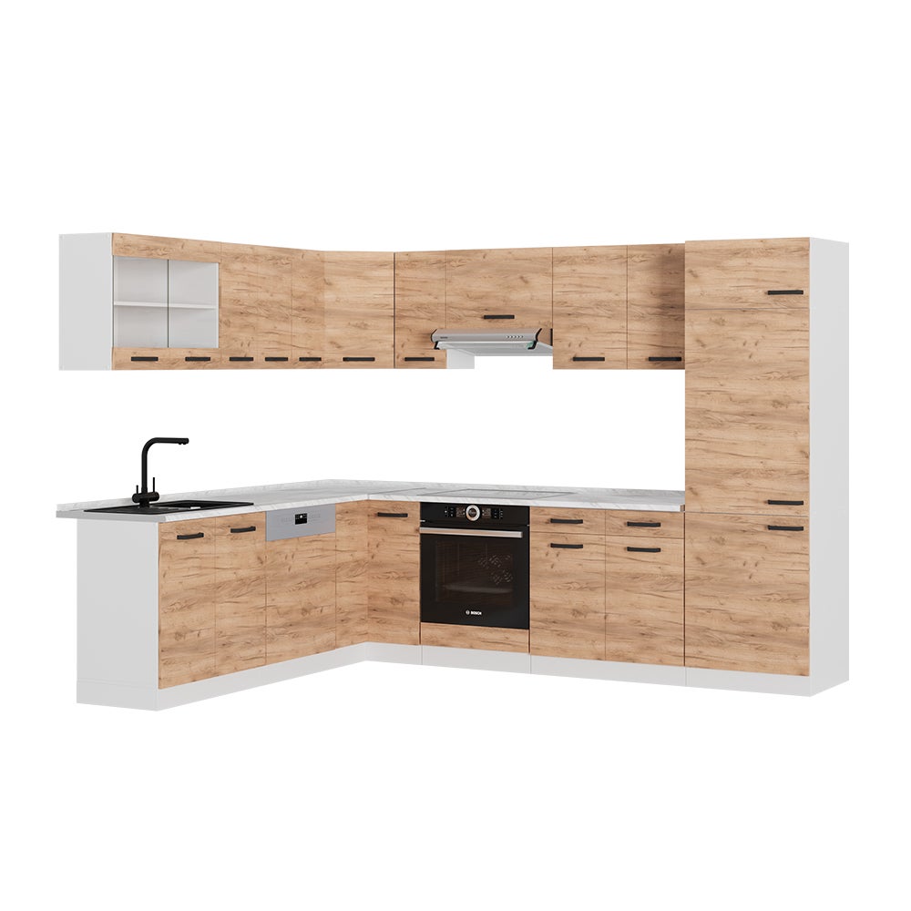 Vicco Kogoszczona kuchnia R-Line, Gold power dąb/biały, 287 x 60 cm BP Antracyt