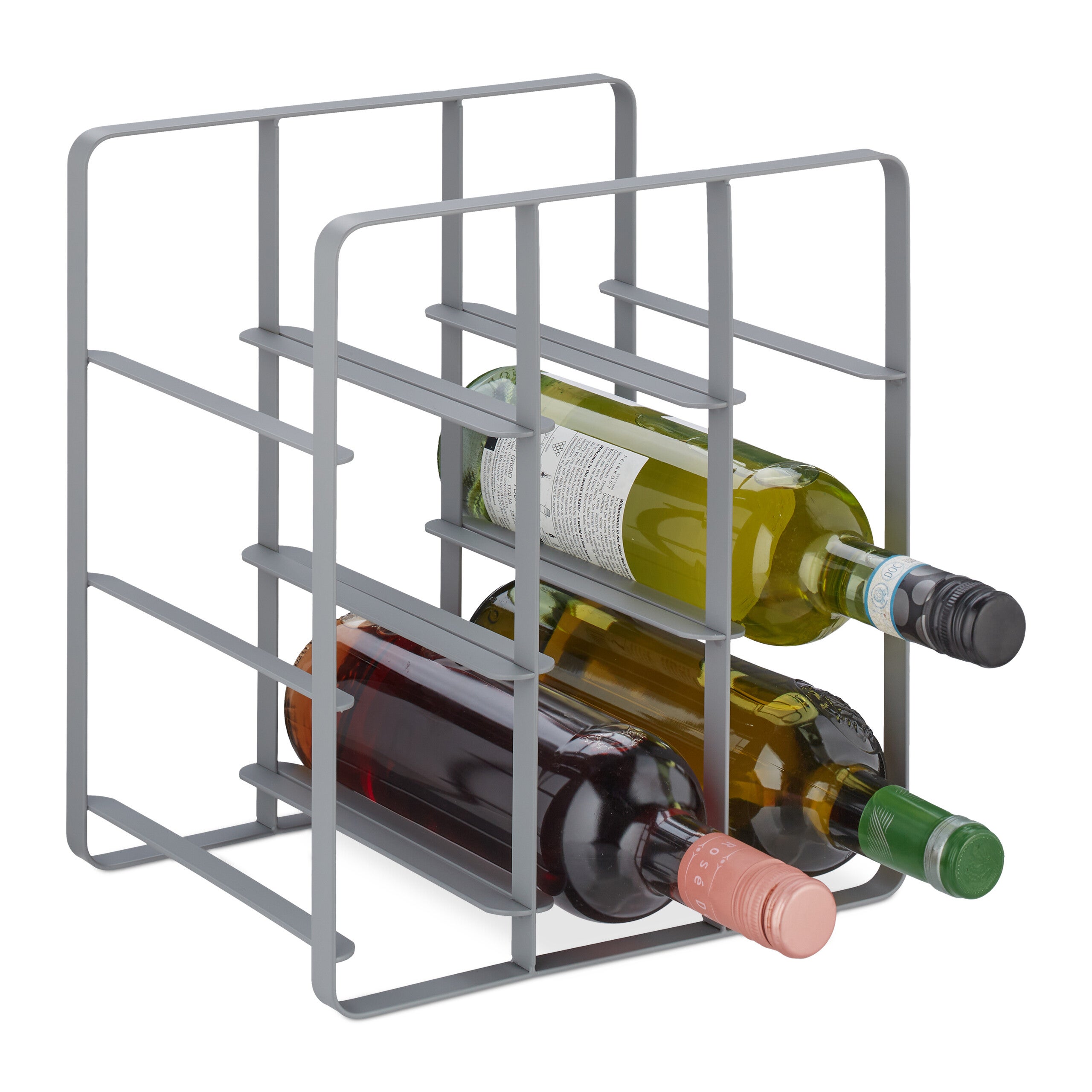 Étagère à Vin Relaxdays Pour 9 Bouteilles - Rangement Horizontal Fer Marron 30x27.5x20cm