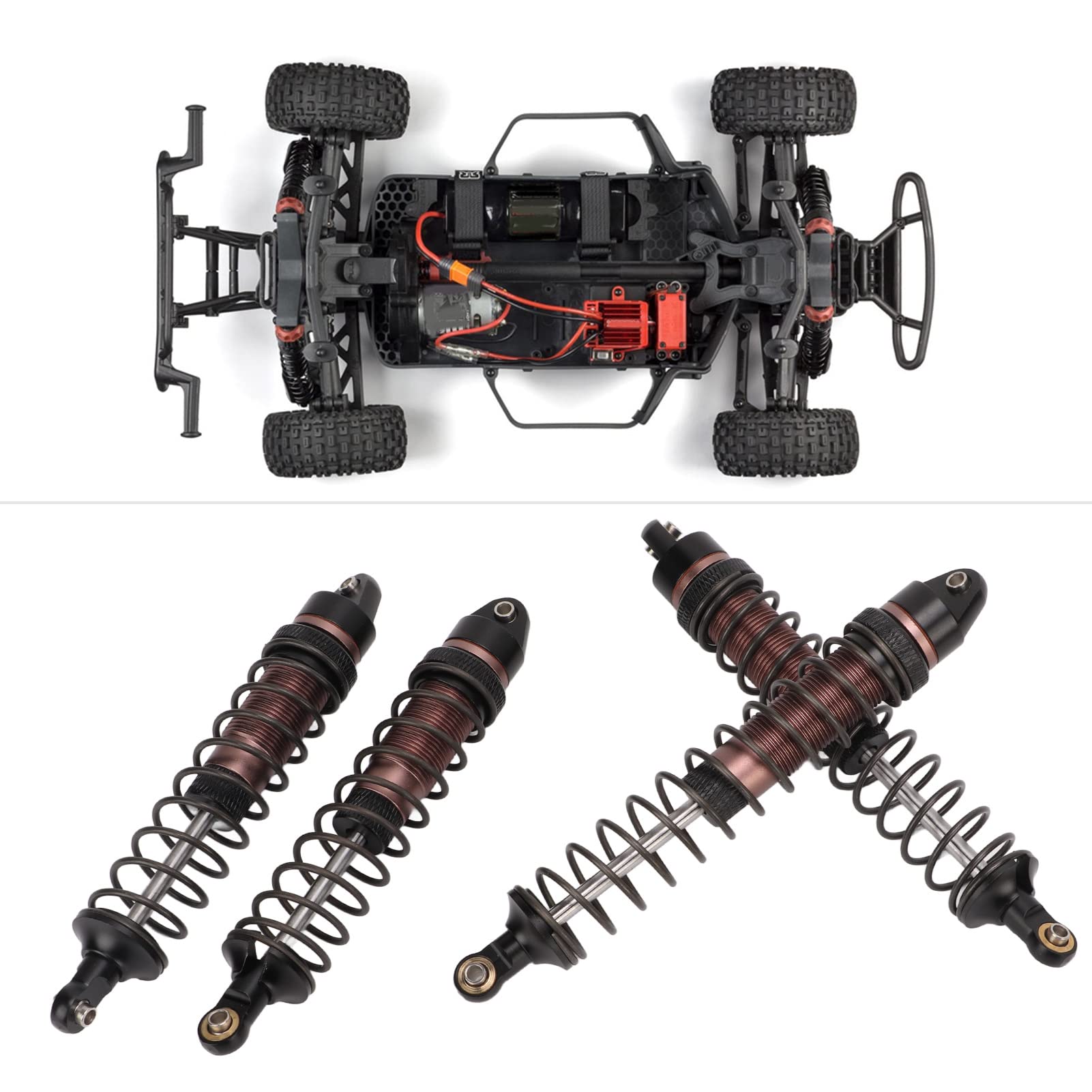 Ammortizzatori RC Ammortizzatore Alluminio Buono Ammortizzatore Molla Elastica Ammortizzatori Anteriori Posteriori Marrone 1:10 RC Auto - 7