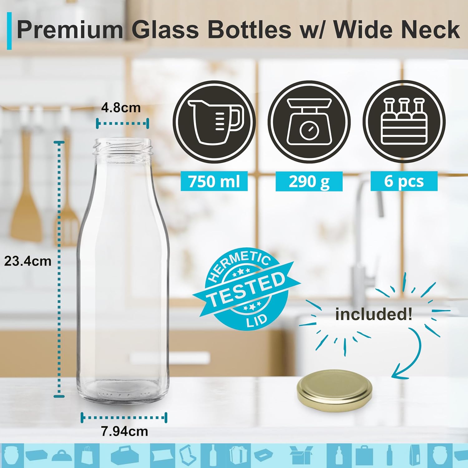 UCAMP Bottiglie Vetro 500 Ml Riutilizzabili,Bottiglie Vetro Acqua