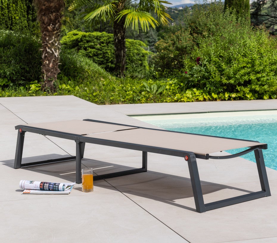 Transat de jardin en aluminium - pliable - lin - NARA - 2