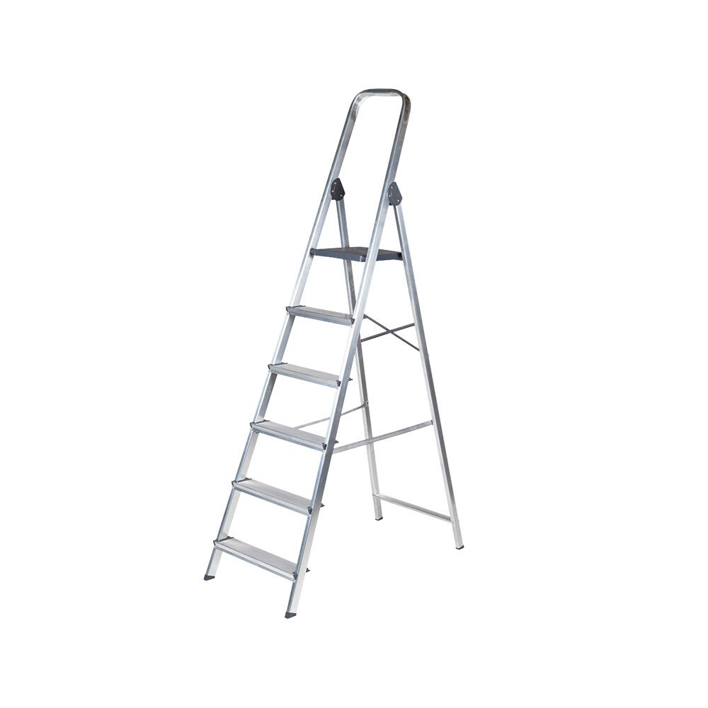 Q-connect escabeau aluminium - 6 marches - poids max 150kg - Hauteur 193cm - 2