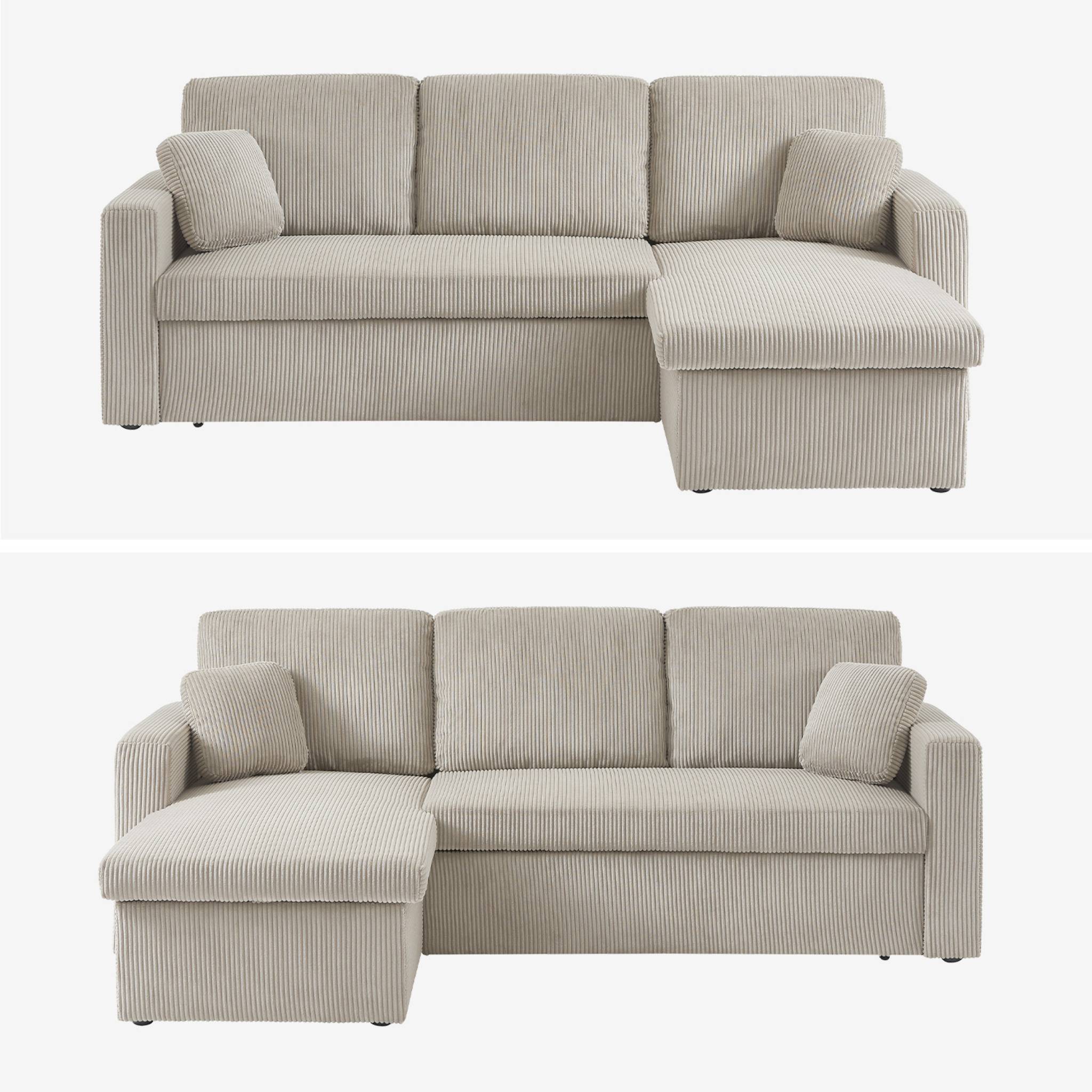 Divano letto angolare e reversibile 3 posti, Grigio - 3