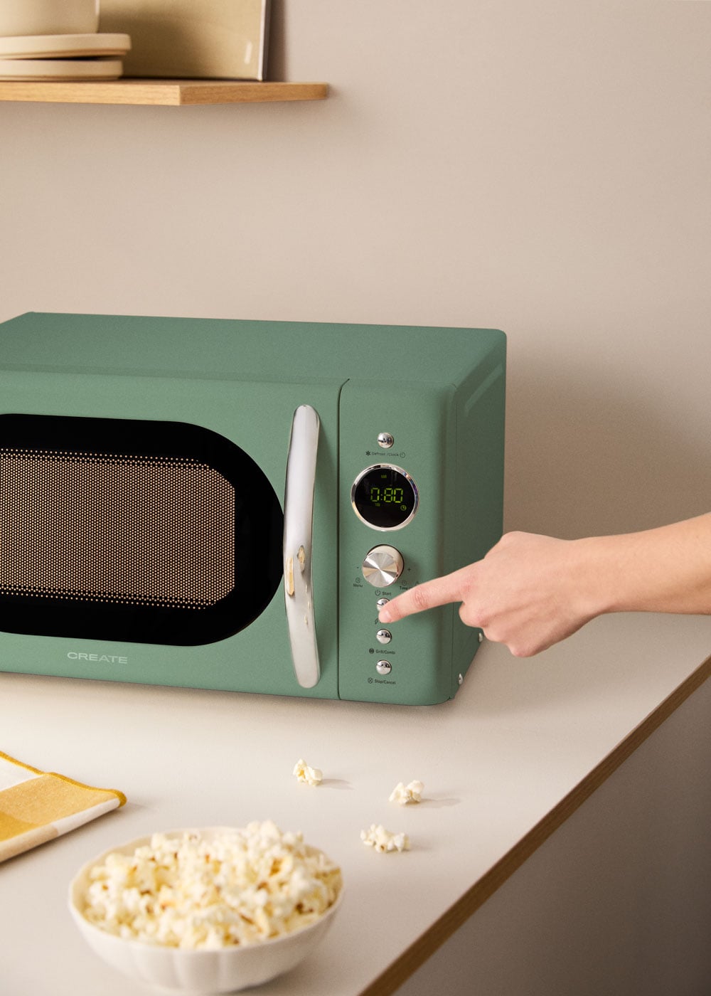 CREATE - MICROWAVE RETRO - Micro-ondes 20L gril numérique 900W- Sauge - 3