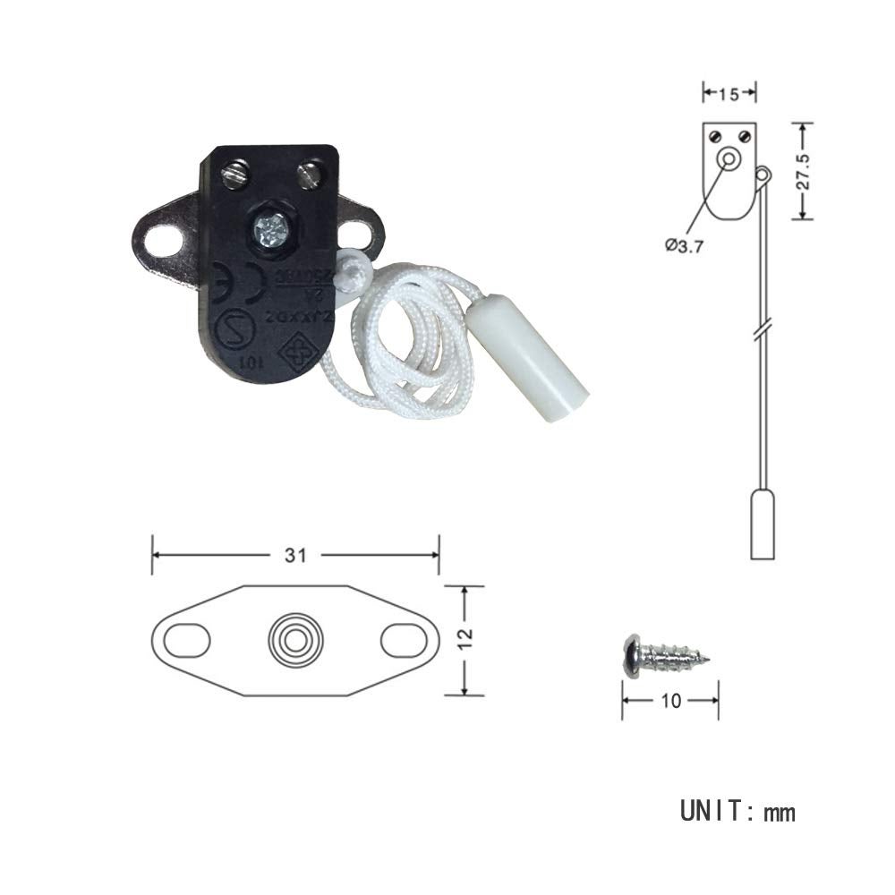 Interrupteur à Tirer Miniature 2A 250V - Pour Meubles, éclairage, Rangement