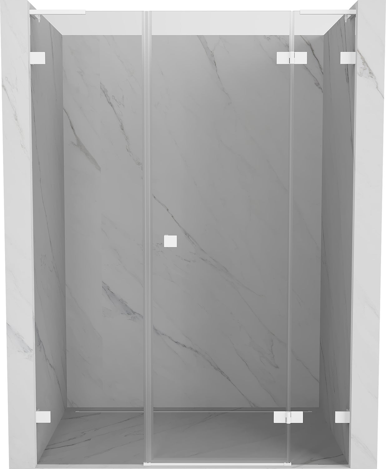 Mexen Lunar L drzwi prysznicowe uchylne prawe 160 cm, transparent, białe - 834SL-160-050-20-00-P