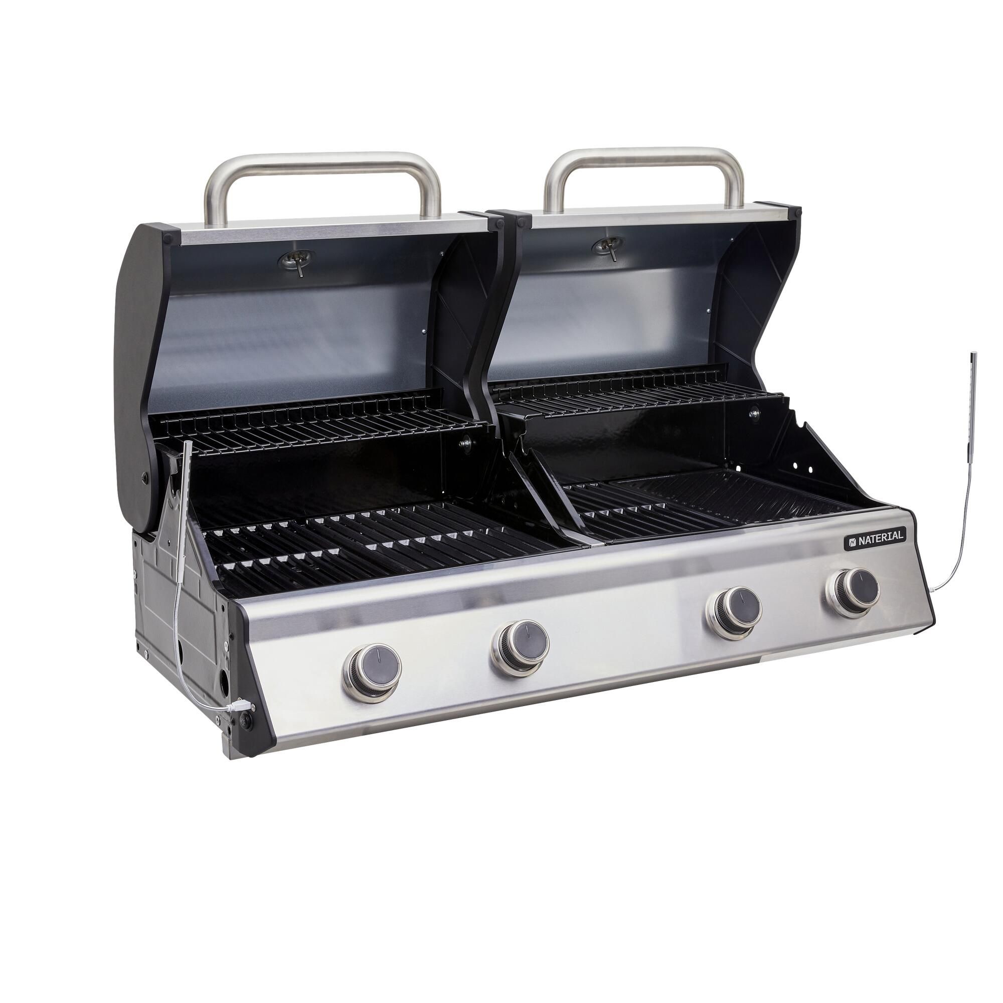 Grill gazowy NATERIAL Europa z 4 palnikami i mocą 14 kW, zalecany dla więcej niż 10 osób