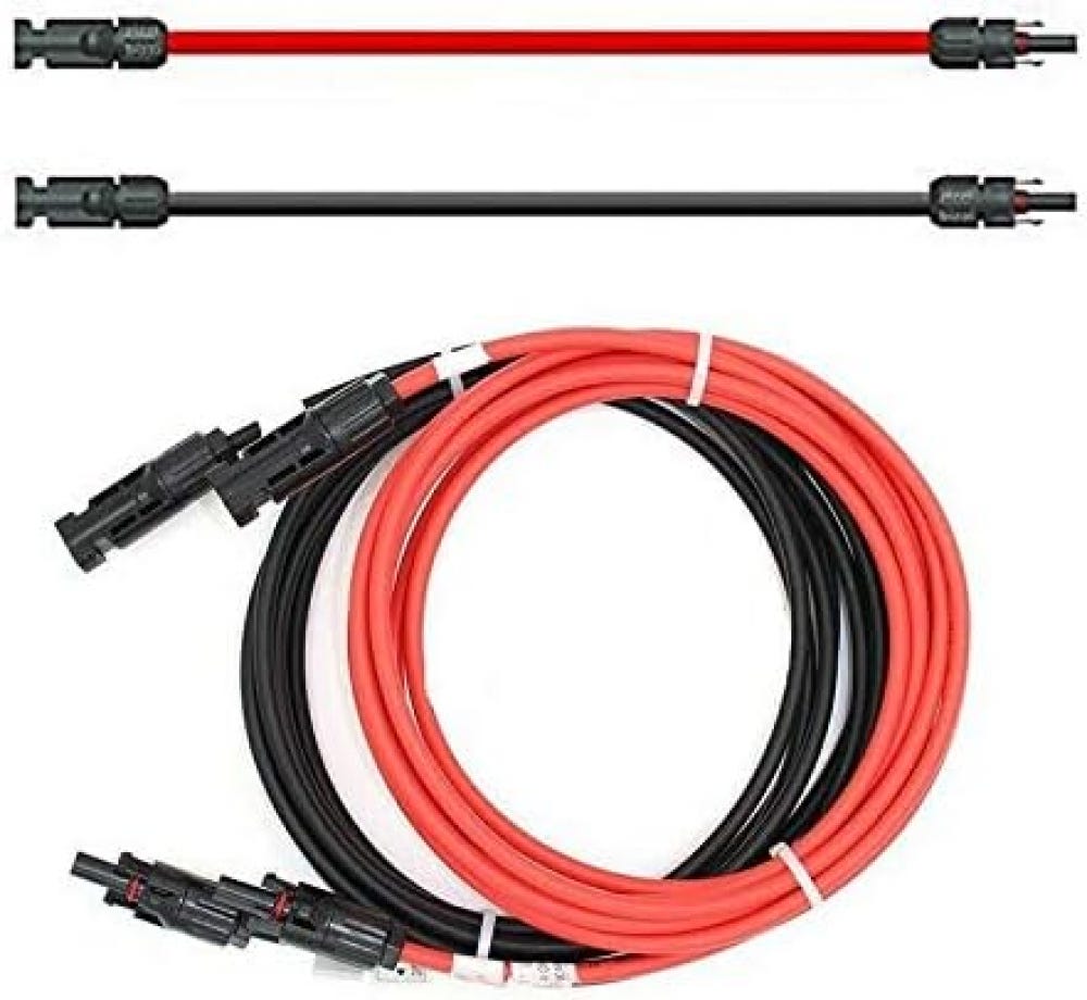 DeleyCON Kit Rallonge Câble Solaire 1m PV4 6mm² - Compatible MC4, IP68, 1500V DC Pour Panneaux Photovoltaïques