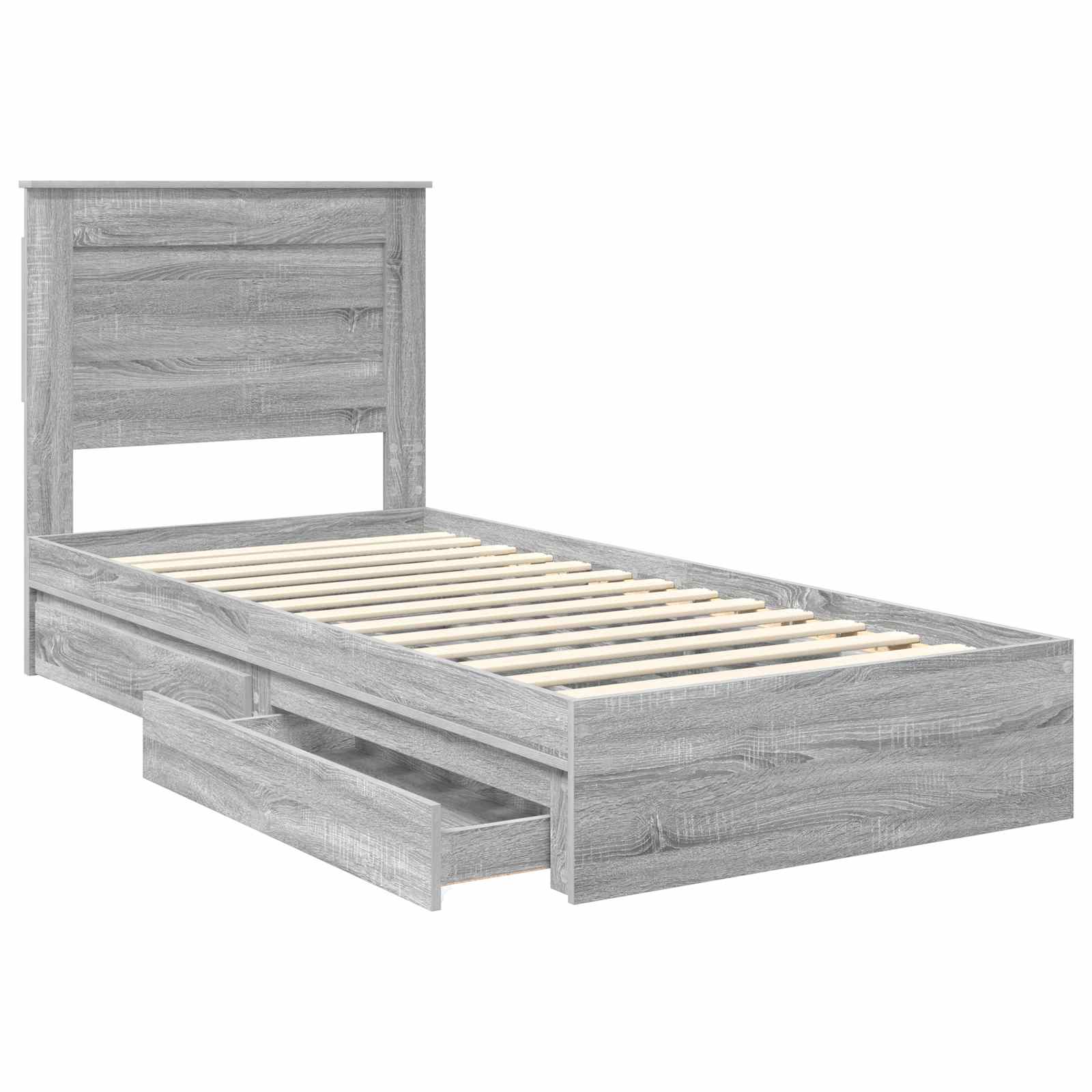 Lit de rangement gris 75 x 190 cm en panneau de bois - 5