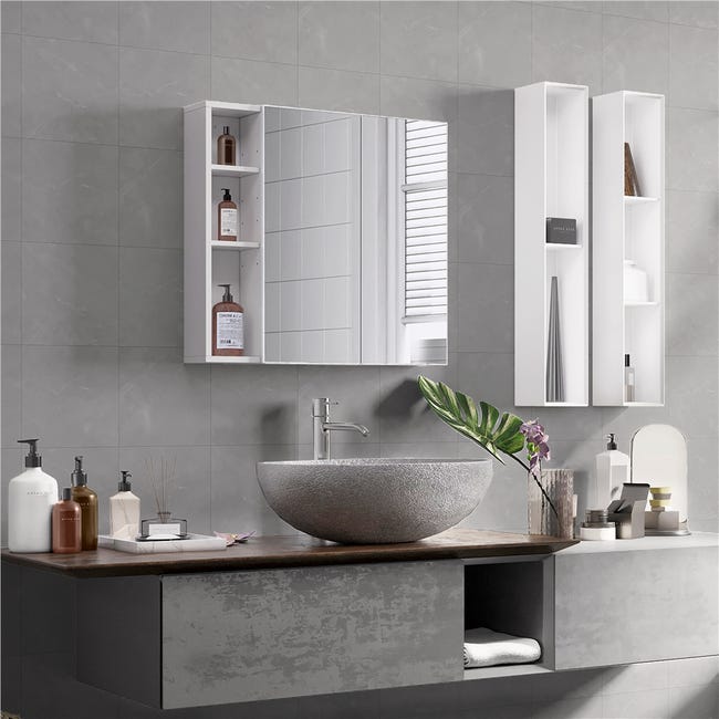 SoBuy BZR128-W Miroir de Salle de Bain avec Étagère Plateau Commode SoBuy BZR128-W Miroir de Salle de Bain avec Étagère Plateau Commode