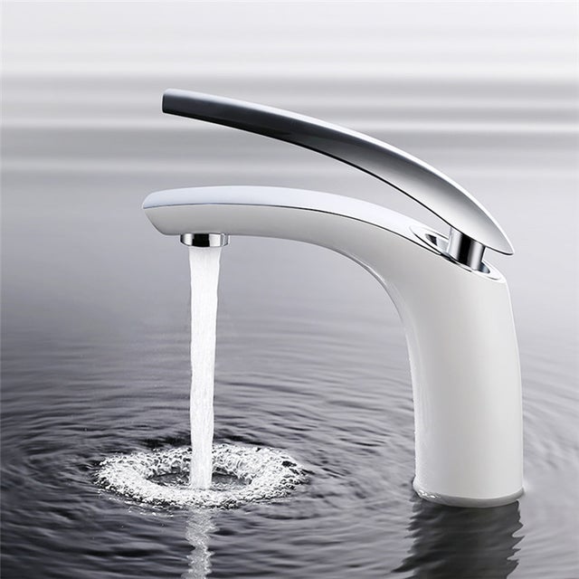 Robinet Salle de Bain Mitigeur Blanc Mat en Laiton pour Lavabo Vasque - MAI & MAI WAO-7701-H - Bricolage