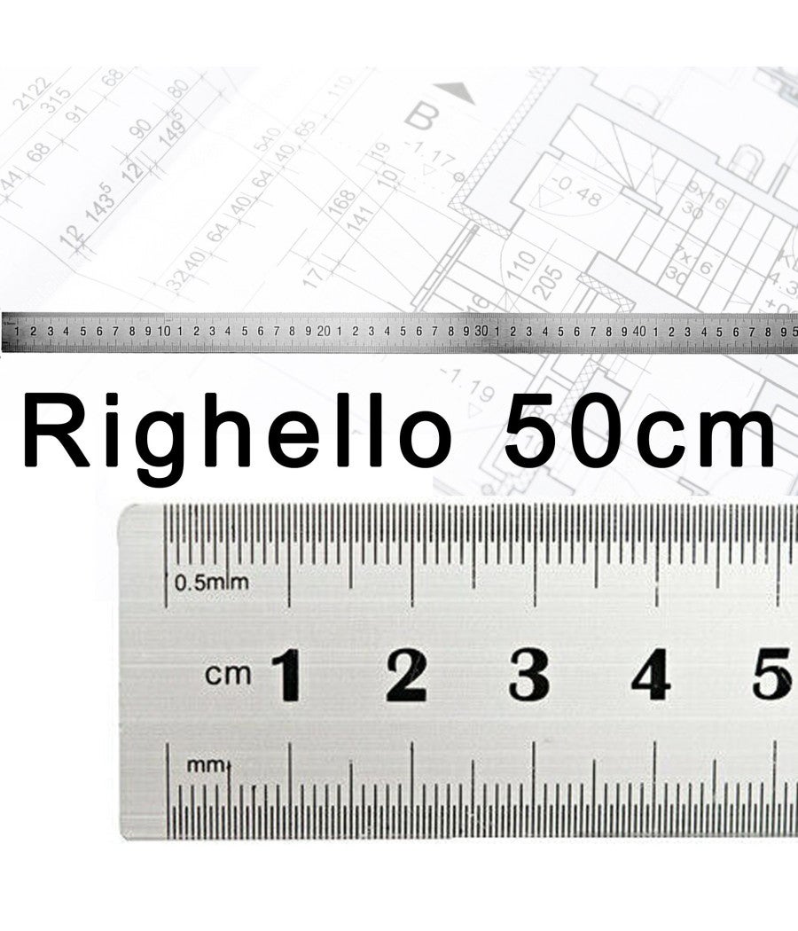 Minerva Righello Per Lavis 50 Cm – Trasparente Con Bordo Metallico Per Taglio Di Precisione, Made In France