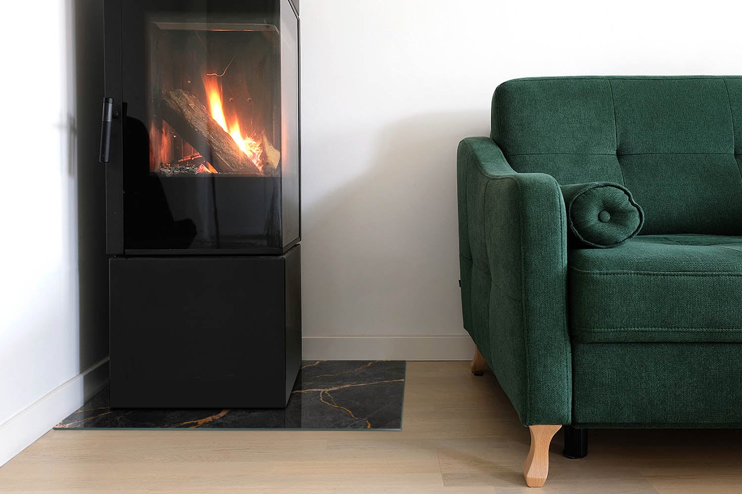 Plaque de verre pour protéger le sol de la cheminée, support de cheminée, design moderne | 60x40 | Rectangulaire | Marbre élégant avec des veines - 2