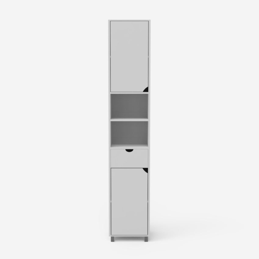 Mobile colonna bagno a terra salvaspazio 2 ante 1 cassetto Konyves - Bianco - 4