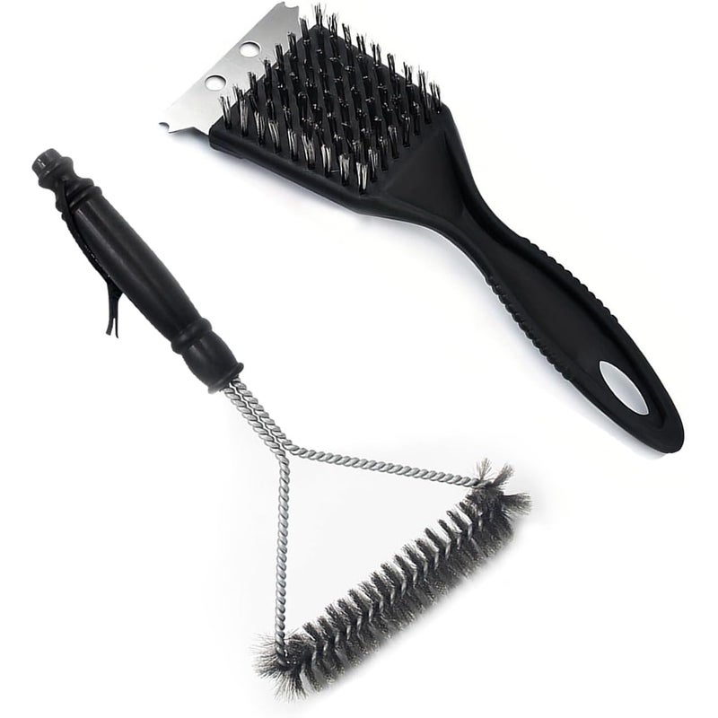 PCS Brosse de Nettoyage pour Barbecue 2 w 1 - Szczotka druciana ze stali nierdzewnej + wielofunkcyjna szczotka do grilla