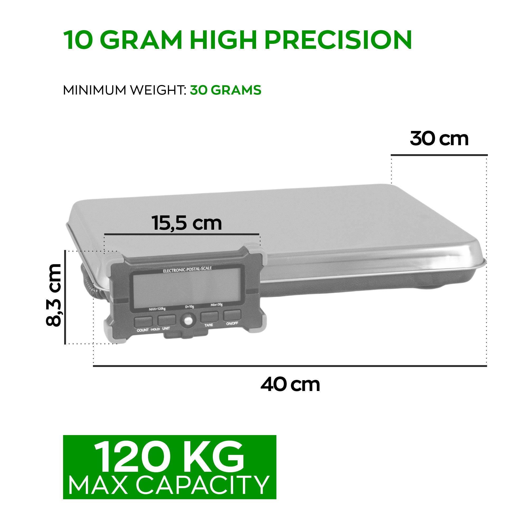 Denagram - Balance industrielle pour colis 120Kg avec écran LCD alimenté par batterie et USB - 5