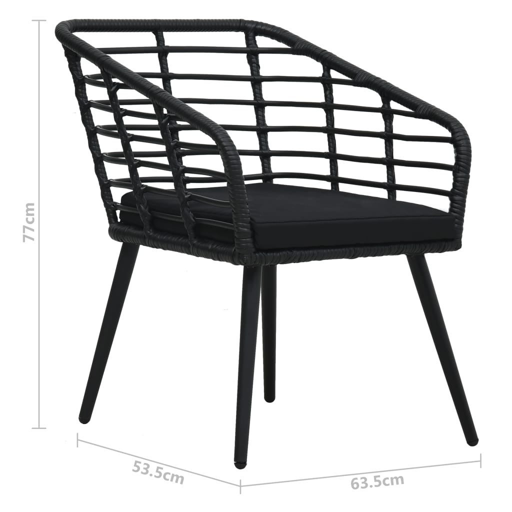 Chaises de jardin 2 pcs avec coussins Résine tressée Noir 4 - 8