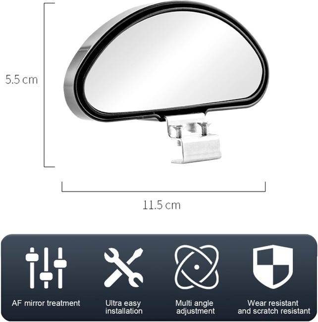 2 Specchietti Angolo Morto Per Auto - Vetro Convesso HD 2 Pollici, Regolabile 360° - Per SUV E Camion - Foto 7