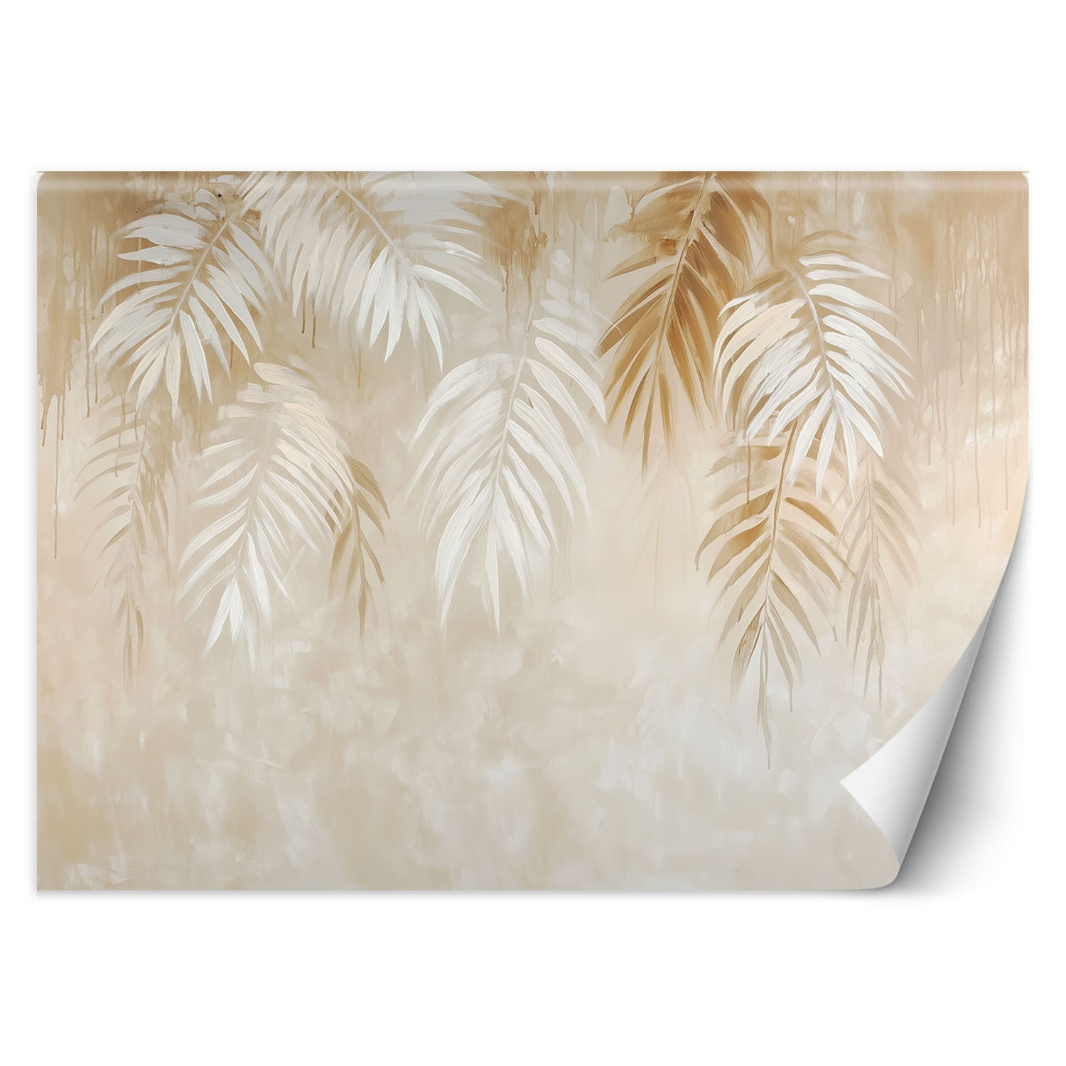 Fototapeta, Beżowe liście tropikalnych palm w stylu boho 300x210