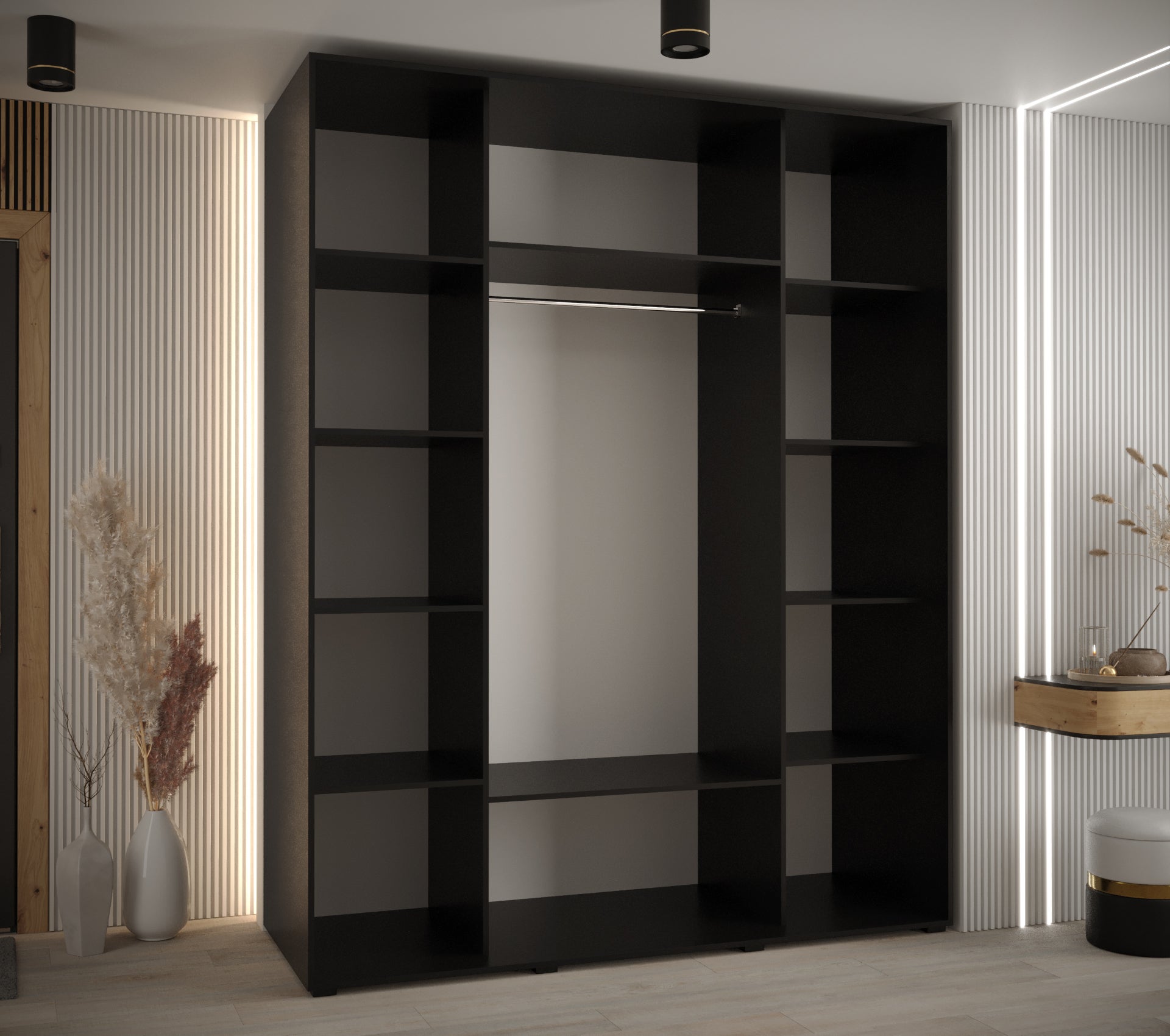 Szafa przesuwna z lustrem wysoka Davos 11 190 x 60 x 235,2 cm czarny + artisan + u. srebrny - Abiks Meble - 3