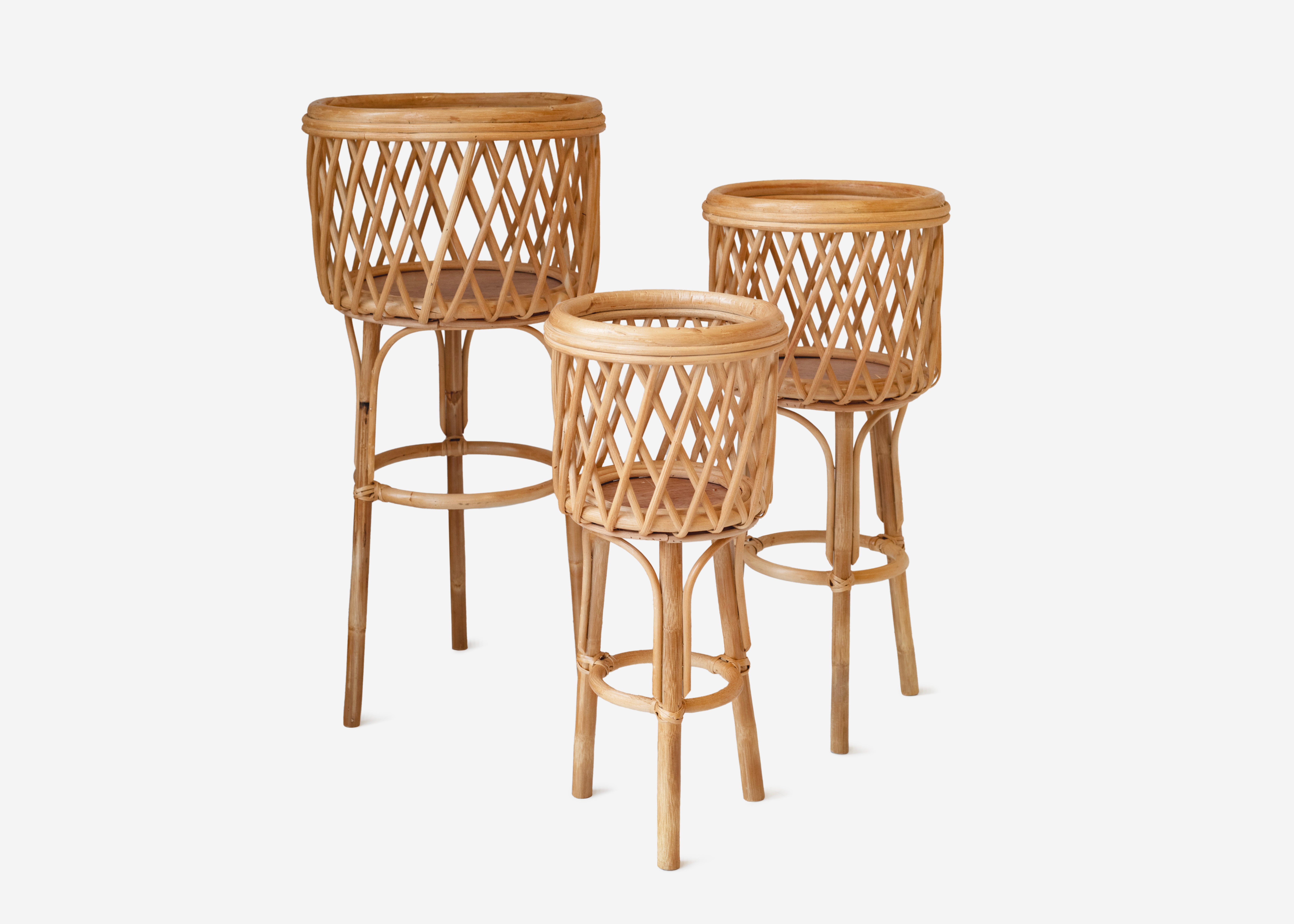 Support pour plantes en rotin Ø25x60 cm – Design naturel, pratique et décoratif pour intérieur et extérieur - 4