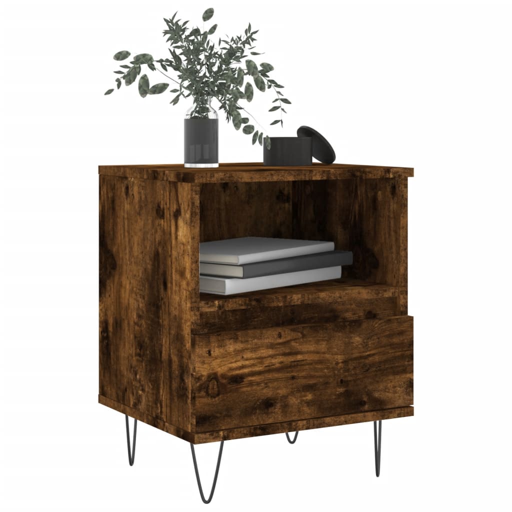 Maison Exclusive - Table de chevet chêne fumé 40x35x50 cm bois d’ingénierie - 3