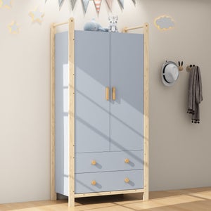 Armoire Enfant Modulable Rose Motifs Animaux – 8 Cubes + 2 Tringles Vêtements – Relaxdays