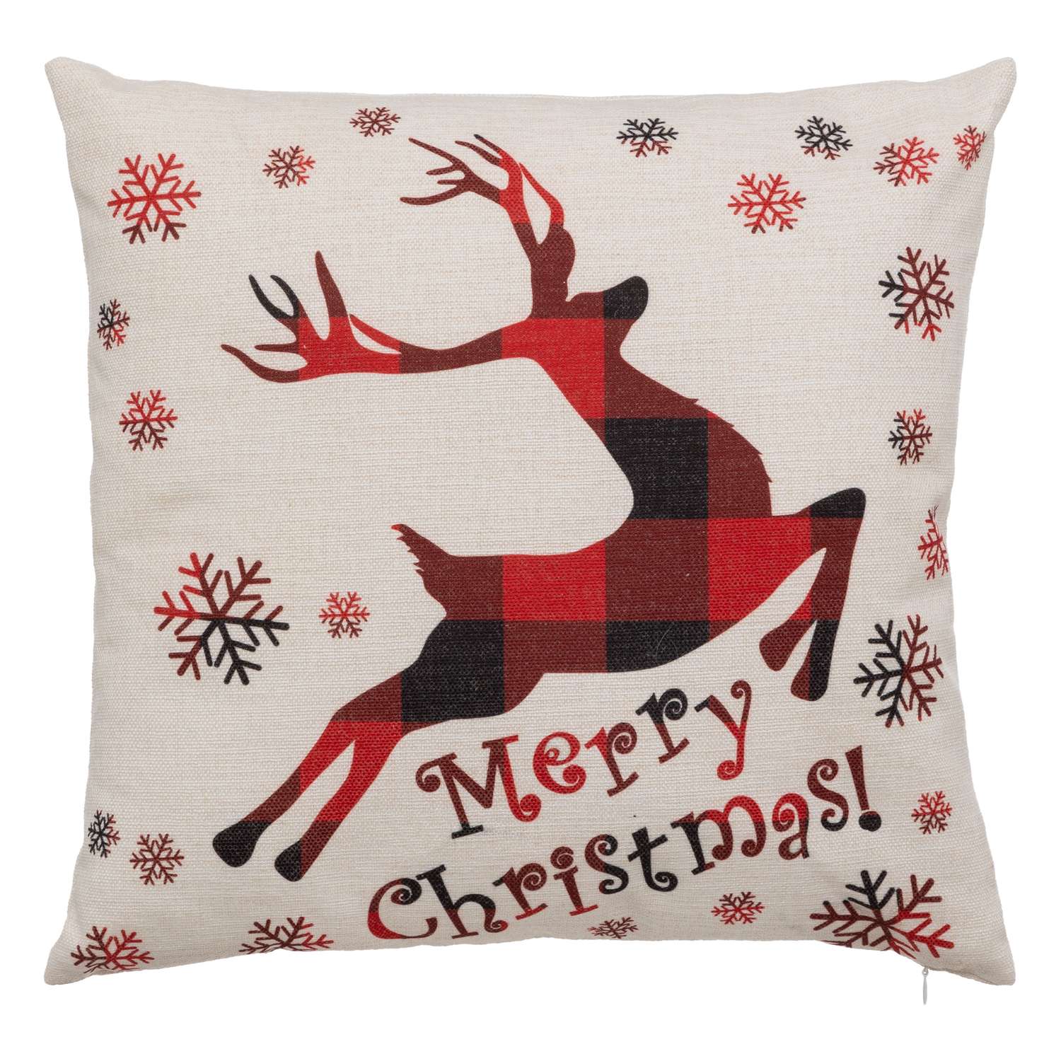 Coussin de Noël Renne - 40 x 40 cm - Beige et Rouge | Leroy Merlin