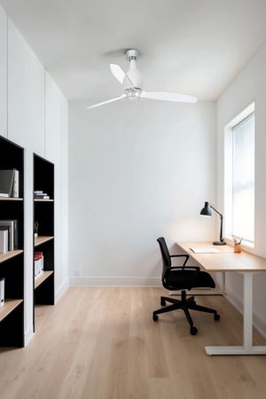 Faro 32020 MINI ETERFAN Ventilateur De Plafond – Blanc Brillant/transparent – Moteur DC – Télécommande