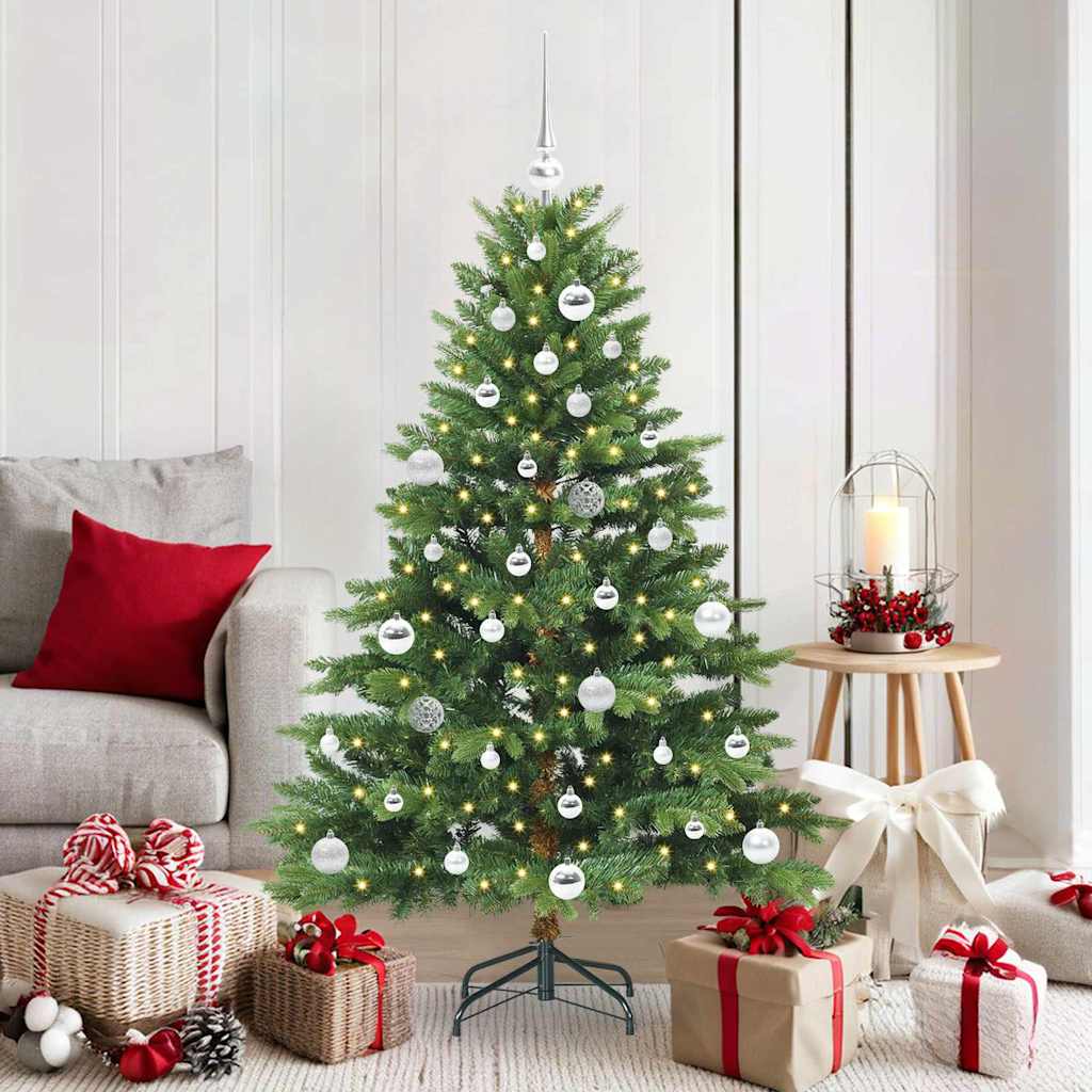 Sztuczna choinka z 150 diodami LED Zielony 150 cm PE i PVC