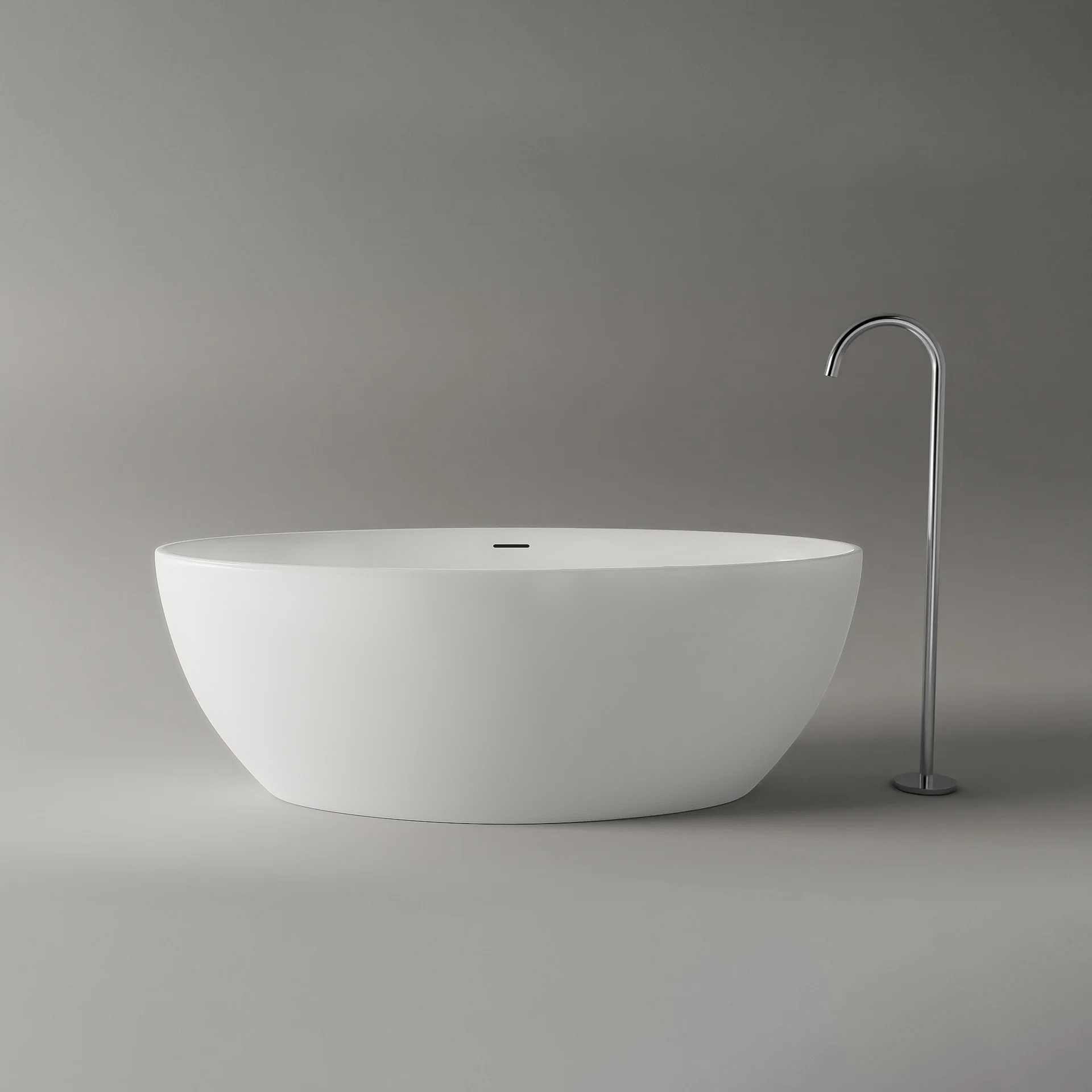 BERNSTEIN - Bañera exenta ovalada de acrílico 160x80x60cm Blanco brillo + Desagüe y rebosadero - TERRA 2.0 - 3