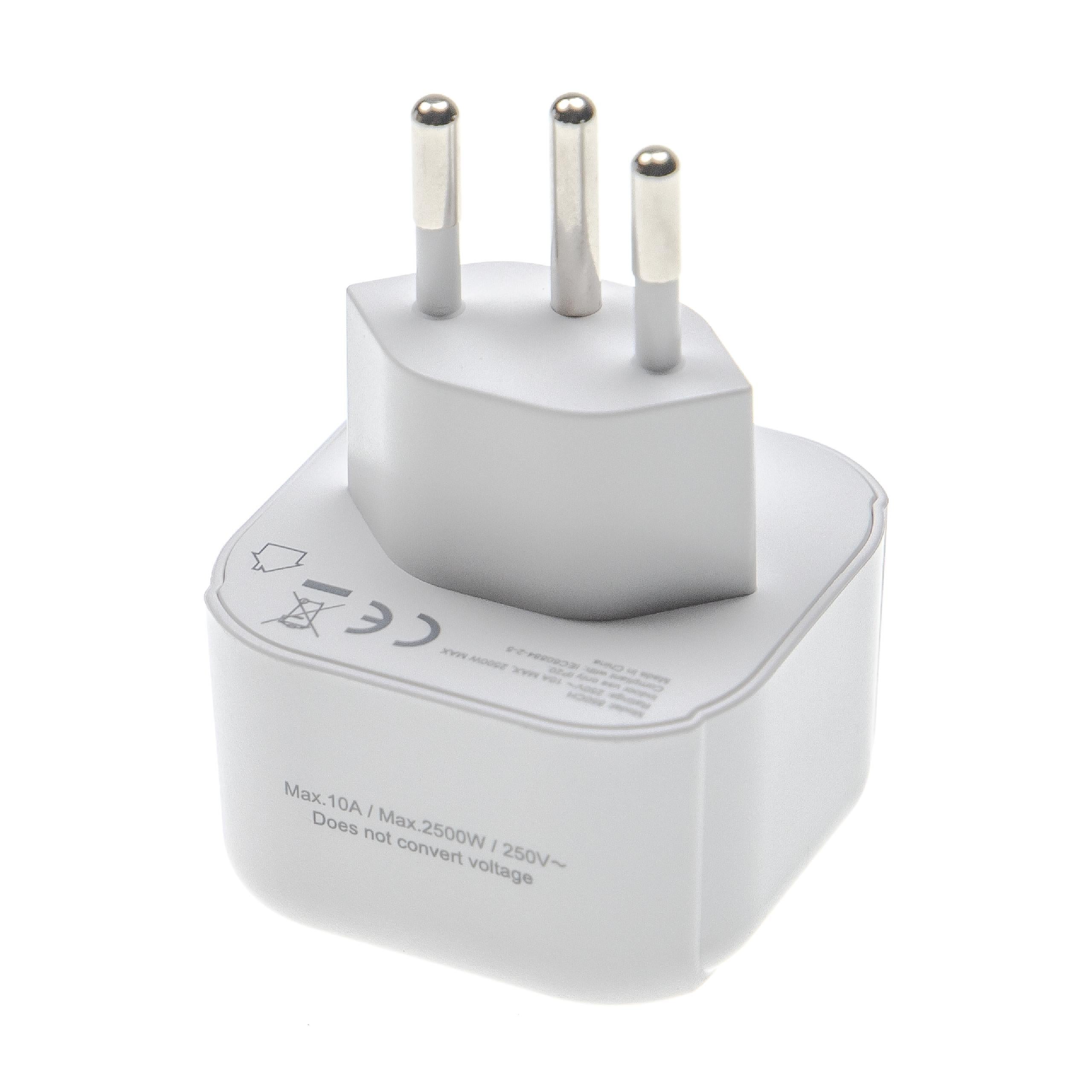 vhbw Adaptateur voyage pour prise type J, SN 441011 (connecteur suisse vers prise euro) - blanc, max. 250 V / 2500 W - 2